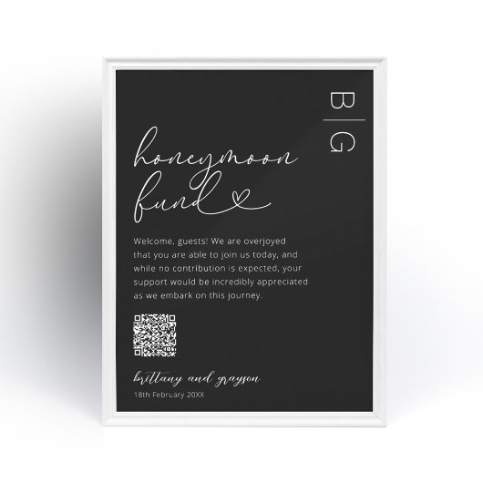 Honeymoon Fund QR Code Wedding Poster