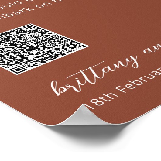 Honeymoon Fund QR Code Wedding Poster (Hoek)
