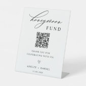 Honeymoon Fund QR Code Wedding Reclamebord Met Voetstuk (Voorkant)