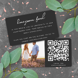 Honeymoon Fund QR Code Wedding Registry Black Informatiekaartje