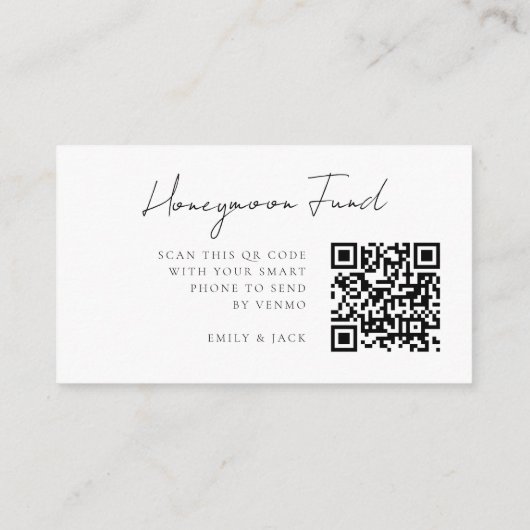 Honeymoon Fund QR Code Wedding Registry Gift Informatiekaartje (Achterkant)