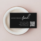 Honeymoon Fund QR Code Wedding Wishing Well Black Informatiekaartje