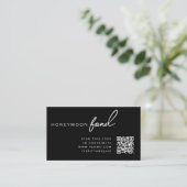 Honeymoon Fund QR Code Wedding Wishing Well Black Informatiekaartje (Staand voorkant)
