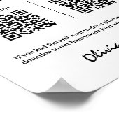 Honeymoon Fund QR Modern Honeymoon Wish Wedding Poster (Hoek)