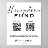 Honeymoon Fund QR Modern Honeymoon Wish Wedding Poster (Voorkant)