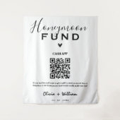 Honeymoon Fund QR Modern Wedding Achtergrond Wandkleed (Voorkant)