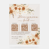 Honeymoon Fund QR Wedding| Cash App Venmo & PayPal Acryl Bord (Voorkant)