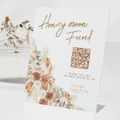 Honeymoon Fund QR Wedding Modern Rustic Reclamebord Met Voetstuk