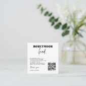 Honeymoon Fund Scan Enclosure Kaart QR Code Wedden Vierkante Visitekaartje (Staand voorkant)