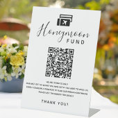 Honeymoon Fund Scan QR Code Digitale Trouwwens Reclamebord Met Voetstuk