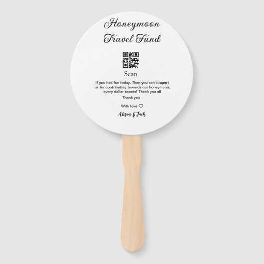 Honeymoon fund scan QR codeadd name Handwaaier (Voorkant)
