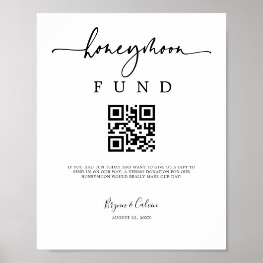 Honeymoon Fund Sign Cash Gift Donation Poster B613 (Voorkant)