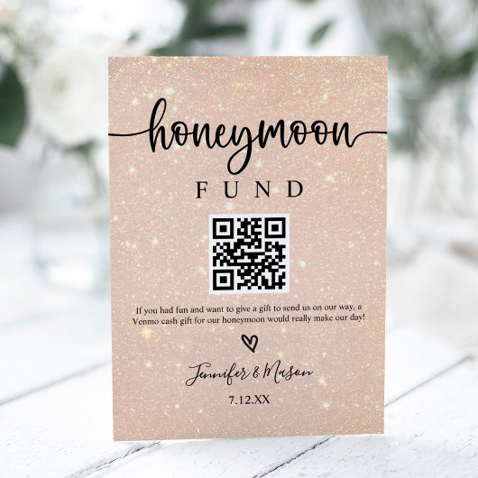Honeymoon Fund Sign. Cash Honeymoon Wish Reclamebord Met Voetstuk