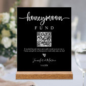 Honeymoon Fund Sign, QR Code Honeymoon Wish Black Acryl Bord