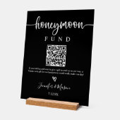 Honeymoon Fund Sign, QR Code Honeymoon Wish Black Acryl Bord (Hoek)