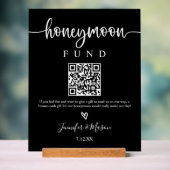 Honeymoon Fund Sign, QR Code Honeymoon Wish Black Acryl Bord (Neutraal)