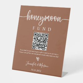Honeymoon Fund Sign. QR Code Honeymoon Wish Pedest Reclamebord Met Voetstuk