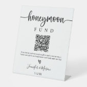 Honeymoon Fund Sign. QR Code Honeymoon Wish Reclamebord Met Voetstuk (Voorkant)