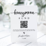 Honeymoon Fund Sign. QR Code Honeymoon Wish Reclamebord Met Voetstuk<br><div class="desc">Het Honeymoon-geldbord is een leuke manier om gasten toe te staan om te doneren aan je huwelijksfonds.</div>