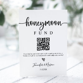 Honeymoon Fund Sign. QR Code Honeymoon Wish Reclamebord Met Voetstuk