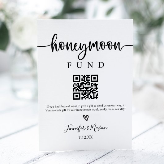 Honeymoon Fund Sign. QR Code Honeymoon Wish Reclamebord Met Voetstuk