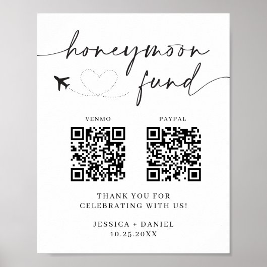 Honeymoon Fund Sign QR Code – Wedding Reception Poster (Voorkant)