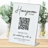 Honeymoon Fund Simple Handwrite QR Code Wedding Reclamebord Met Voetstuk
