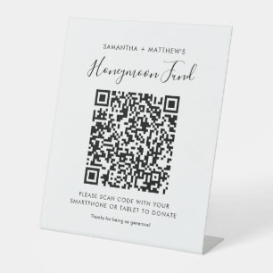 Honeymoon Fund Simple QR Code Passen getrouwd Reclamebord Met Voetstuk