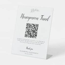 Honeymoon Fund Trouw QR Code Minimalistisch Elegan Reclamebord Met Voetstuk