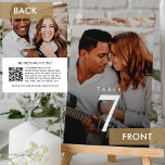 Honeymoon Fund Trouwtafel Nummer QR Code Modern<br><div class="desc">Voeg een persoonlijk tintje toe aan uw huwelijksreceptie met deze prachtige trouwtafelnummerkaarten. Met een romantische foto van het echtpaar aan de voorkant, het ontwerp creëer een intieme en warme sfeer. De achterkant bevat een oprechte boodschap en een QR-code voor bijdragen aan het huwelijksreisfonds, waarbij gemak wordt gecombineerd met sentimentaliteit. De...</div>