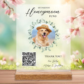 Honeymoon Fund Venmo QR Code Dog Photo Pet Wedding Acryl Bord