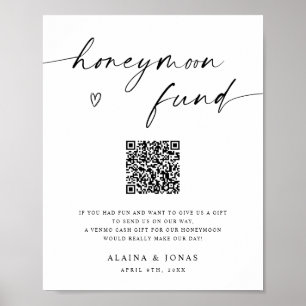 Honeymoon Fund Venmo QR Code Weddenschap Poster