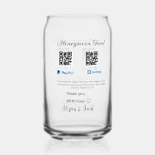 Honeymoon fund venomo paypal donatie Q R paar Blikvorm Glas (Voorkant)