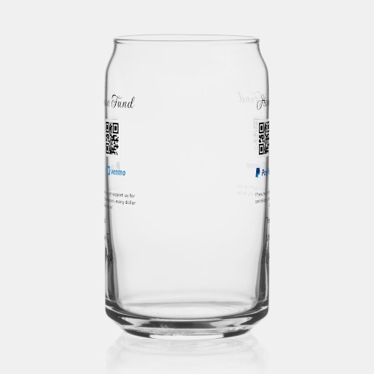 Honeymoon fund venomo paypal donatie Q R paar Blikvorm Glas (Rechts)