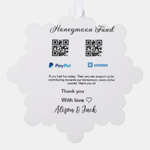 Honeymoon fund venomo paypal donatie Q R paar Ornament Kaart