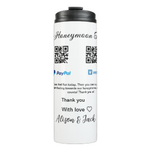 Honeymoon fund venomo paypal donatie Q R paar Thermosbeker