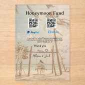 Honeymoon fund venomo paypal donation Q R couple Acryl Uitnodigingen (Voorkant)
