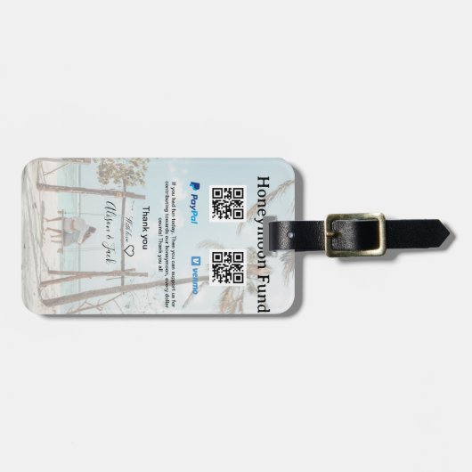 Honeymoon fund venomo paypal donation Q R couple Bagagelabel (Voorkant horizontaal)