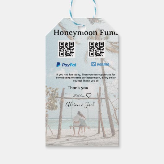 Honeymoon fund venomo paypal donation Q R couple Cadeaulabel (Voorkant)