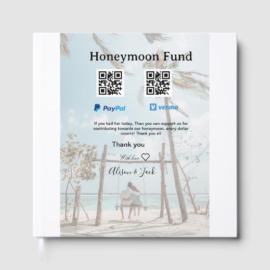 Honeymoon fund venomo paypal donation Q R couple Gastenboek (Voorkant)