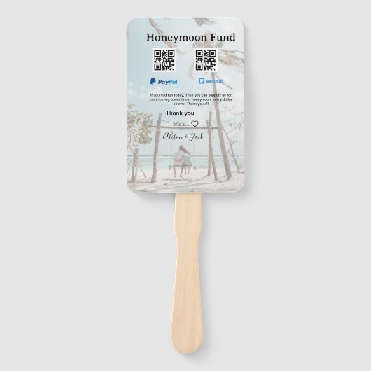 Honeymoon fund venomo paypal donation Q R couple Handwaaier (Voorkant)