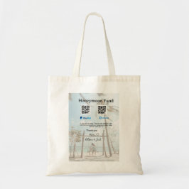 Honeymoon fund venomo paypal donation Q R couple Tote Bag