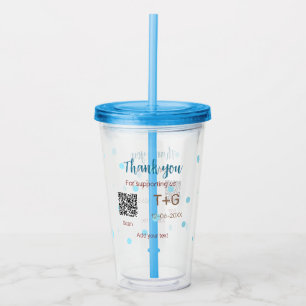 Honeymoon fund Voeg Q R code paar naam bruiloft Acryl Drinkbeker
