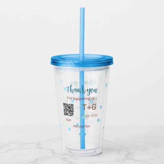 Honeymoon fund Voeg Q R code paar naam bruiloft Acryl Drinkbeker (Voorkant)