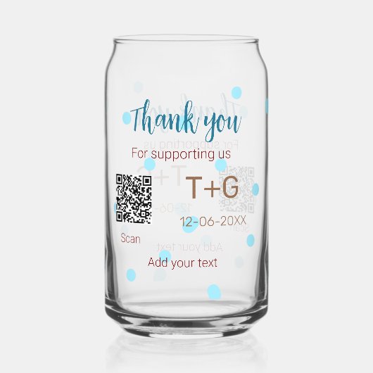 Honeymoon fund Voeg Q R code paar naam bruiloft Blikvorm Glas (Voorkant)
