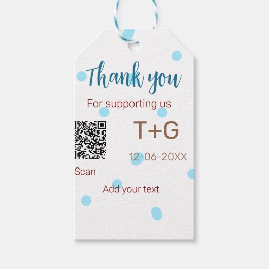 Honeymoon fund Voeg Q R code paar naam bruiloft Cadeaulabel (Voorkant)