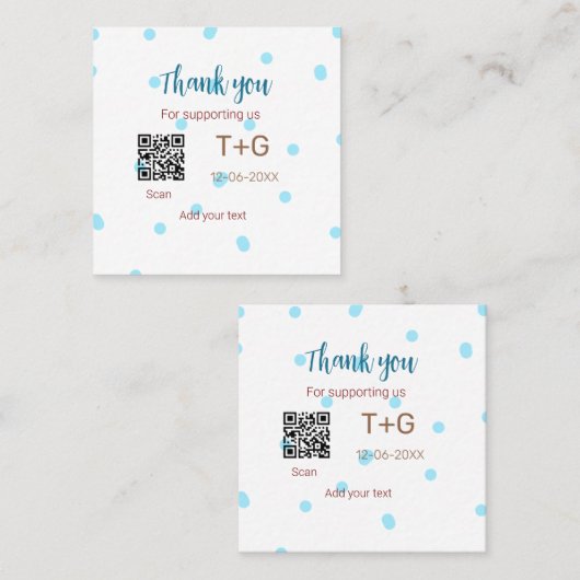 Honeymoon fund Voeg Q R code paar naam bruiloft Vierkante Visitekaartje (Voorkant / Achterkant)