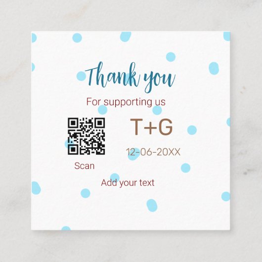 Honeymoon fund Voeg Q R code paar naam bruiloft Vierkante Visitekaartje (Achterkant)