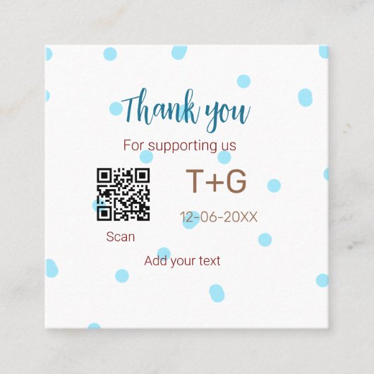 Honeymoon fund Voeg Q R code paar naam bruiloft Vierkante Visitekaartje (Voorkant)