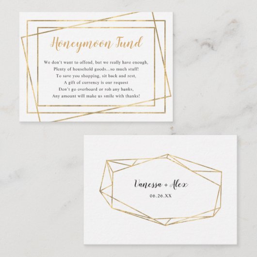 Honeymoon Fund vrijgezellenfeest of bruiloft Informatiekaartje (Voorkant / Achterkant)
